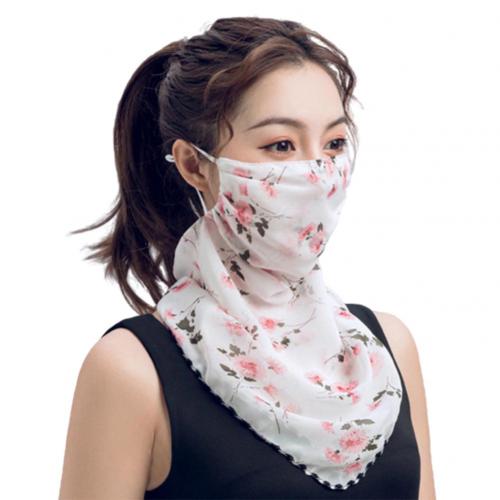 Rose Flower Women Summer Chiffon Anti-UV Thin Veils Scarf Neck Face Cover Shawl: Pink Peony