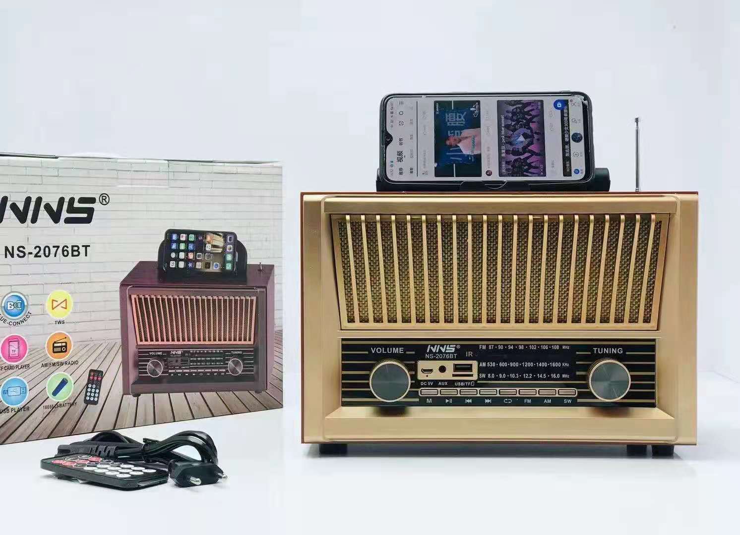 Hifi Stereo Vintage Houten Draadloze Bluetooth Radio Speaker Draagbare Home Fm/Am/Sw Radio Ouderen Tf Card U MP3 Speler