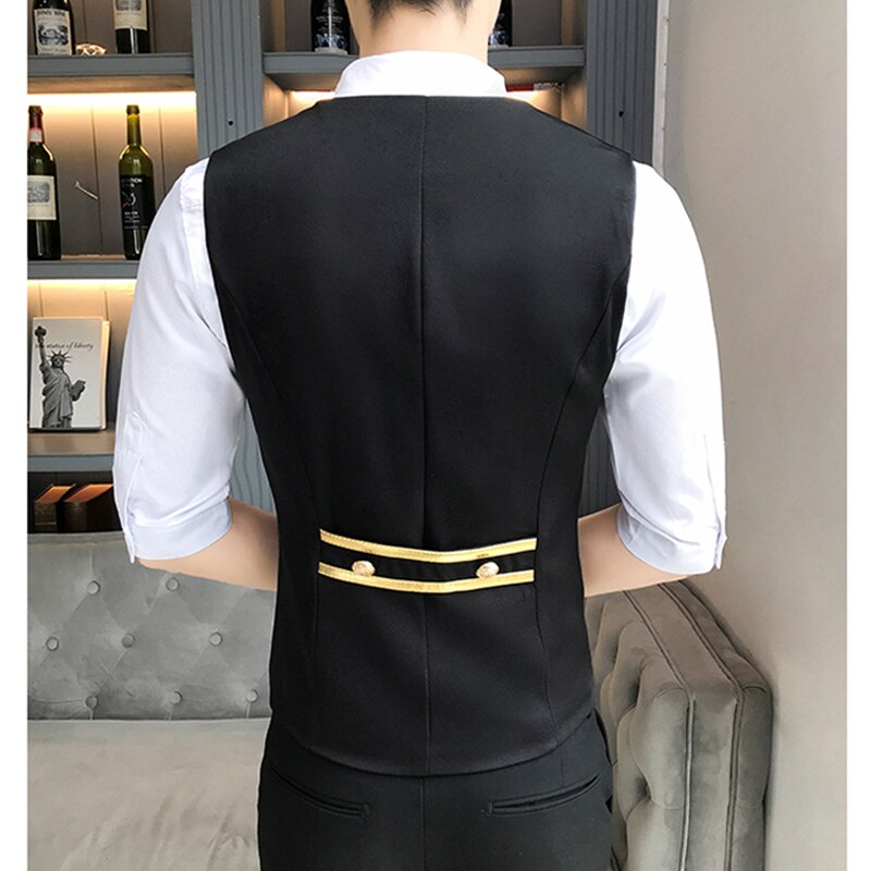 Gilet de costume d&#39;affaires pour hommes, uniforme de travail à simple boutonnage, Slim, robe de mariée noire, gilet de boîte de nuit, vêtements 5XL