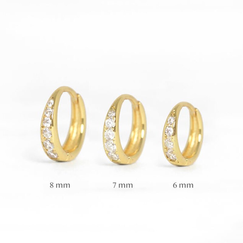 CANNER Minimalis 925 Sterling Silver Ear Bone Buckle Hoop Earrings for Women Men Party Bling Ziron Mujer Round Circle Pendients: Gold Color / 6mm