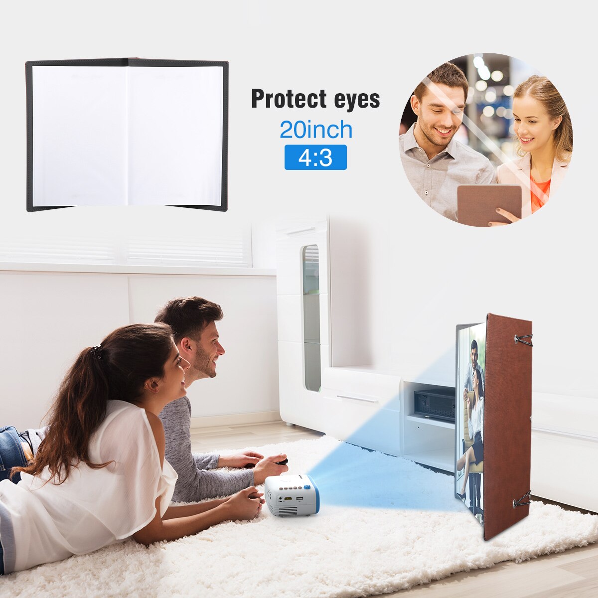 20 Inch HD Portable Projector Book Screen PVC Fabric Anti-crease Indoor Outdoor Projection Screens For Home Use