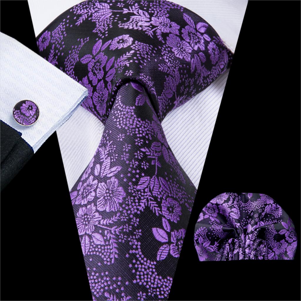 Hi-Tie Paars Solid Paisley Zijde Bruiloft Stropdas Voor Mannen Handky Manchetknoop Mannen Stropdas Set Party business: SN-3022
