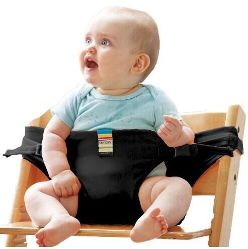 Babystol bærbart spædbarnsæde produkt spisestue frokoststol / sikkerhedssele, der fodrer højstolssele baby foderstol  #62: Sort
