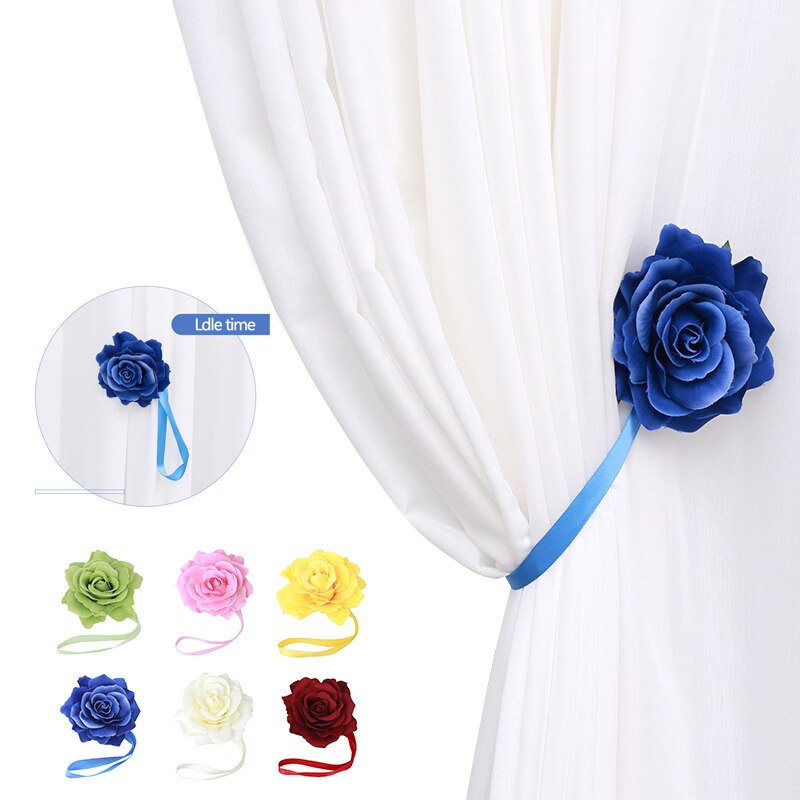 Magnet Vorhang Clips Gebunden Blumen Kreative Pfingstrose Blume Vorhang Schnur Krawatte Wohnkultur Tieback Halfter Vorhang Schnalle