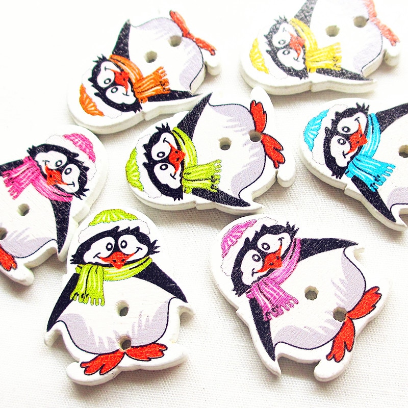 Suoja 28mm 10/50 teile/paket Gemischt Pinguin Holz Tasten Für Kleidung Handwerk NäHenne Scrapbooking DIY Zubehör