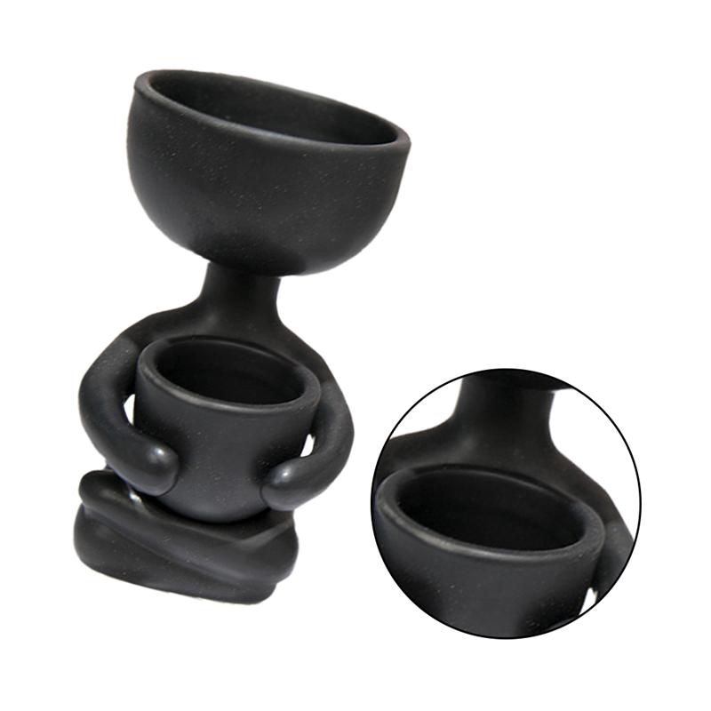 Sitting Human Shaped Planter Ceramic Flower Pot Plant Container Desktop Decoration Humanoid Ceramic Flowerpot (6x6x10cm)