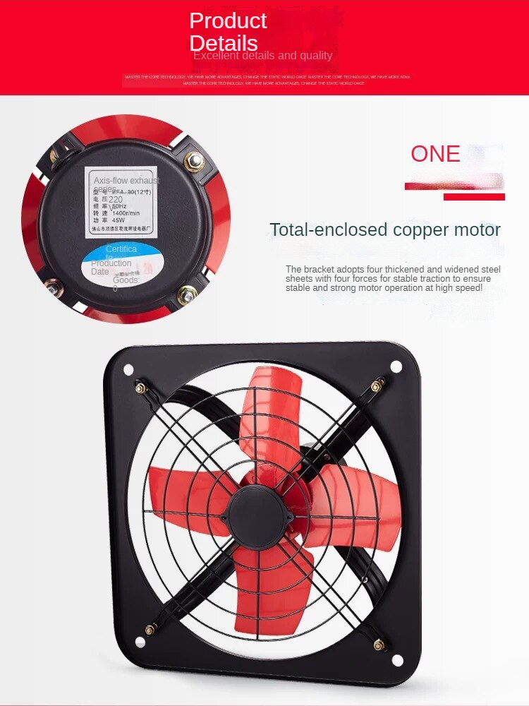 12/14inch Electric Exhaust Fan Wall Fan Air Ventilation Fan Pipe Duct Fan Powerful Industrial Ventilation For Kitchen Extractor