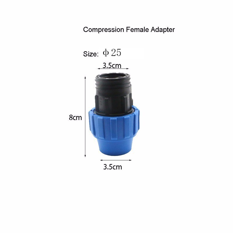 1pc HDPE Compression Female Adapter Plastic PP Coupler Coupling Irrigation Pipe Quick Connector Fitting Flexible Joint Threaded: 25mm