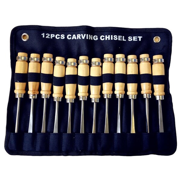 Carving Chisel Sharp Woodworking Tools Carrying Case Manual Wood Carving Hand Tools Set For Carpenters: 12pcs