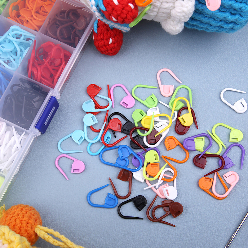 Crochet à pince à aiguille avec boîte, marqueurs de points de verrouillage mixtes, petit Clip en plastique coloré, accessoires de tricot au Crochet