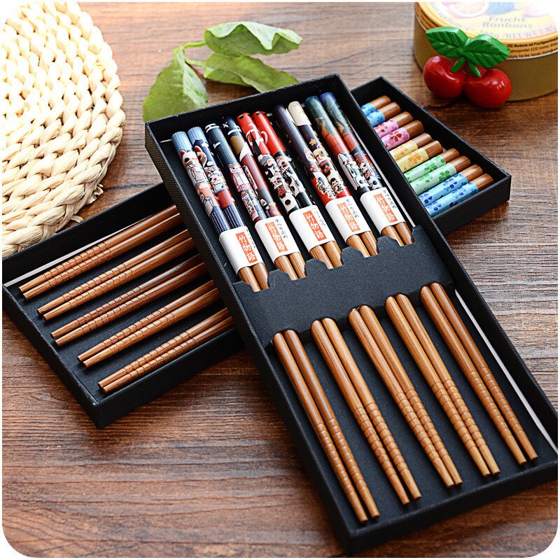 5 pairs Bambus Chinesischen Stäbchen Mehrweg Geschirr Dinning Essen Japanischen Essstäbchen für Sushi Lebensmittel Sticks