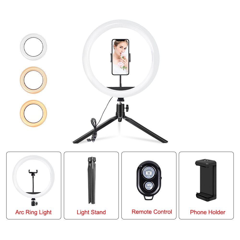 10 "26Cm Rgb Selfie Ring Lamp 26 Rgb Kleuren Licht Voor Mobiele Make Ring Licht Led Ring Licht met Stand Als Tafel Vloerlamp: 26A