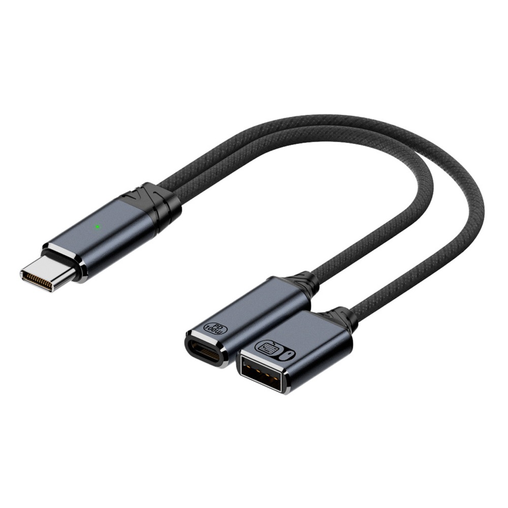 2 in 1 Type C Splitter PD 100W OTG Function USB Headphone Converter Fast Charging HiFi Sound Y Cable Keyboard Mouse: green