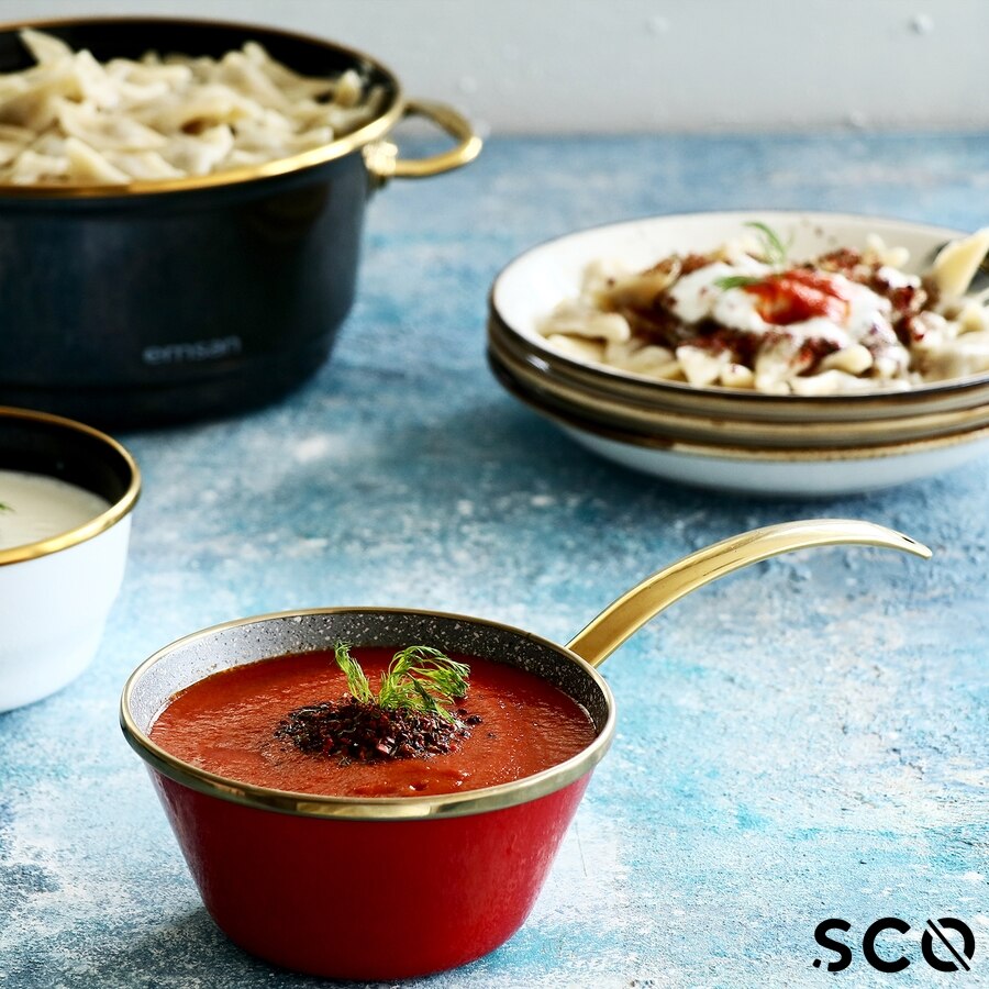 Emsan Sauce Pans, Kitchen Dishes, Cookware,nonstick skillet Stainless Steel red, Turkish