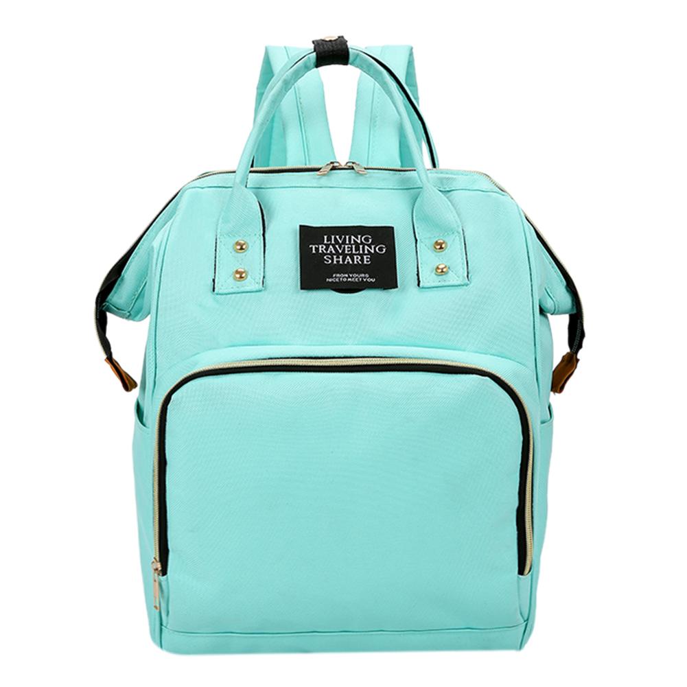 Simple Fashionable Double-Layer Zipper Buckle Diaper Bag Large-Capacity Multi-layer Adjustable Shoulder Strap Backpack: Green