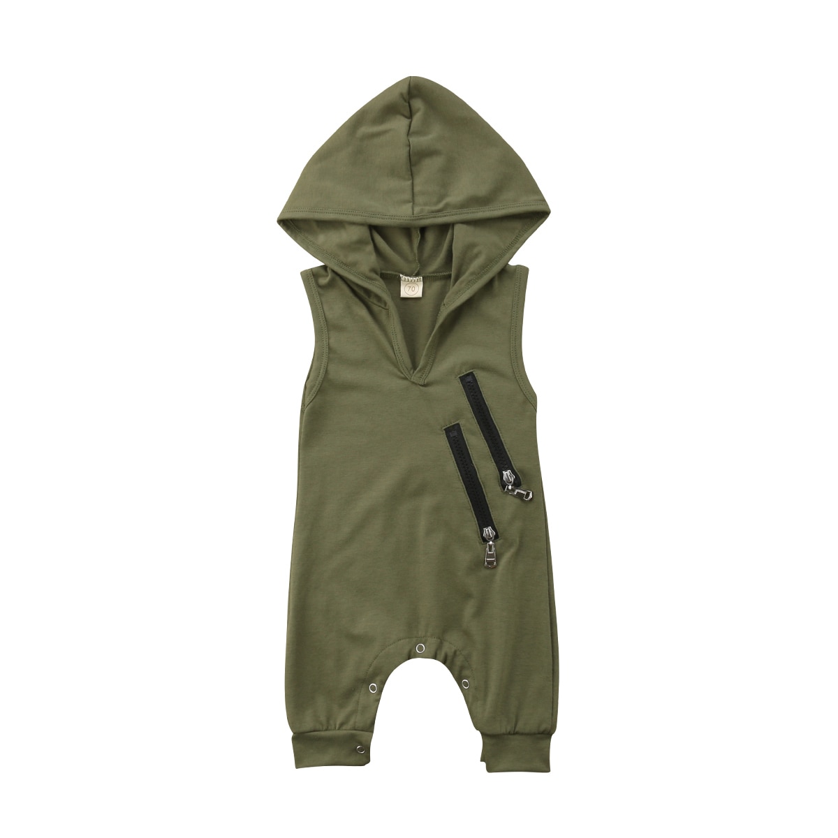 Army Green Newborn Baby Boy Girl Sleeveless Hooded Romper Jumpsuit Loose Outfits Baby Clothes