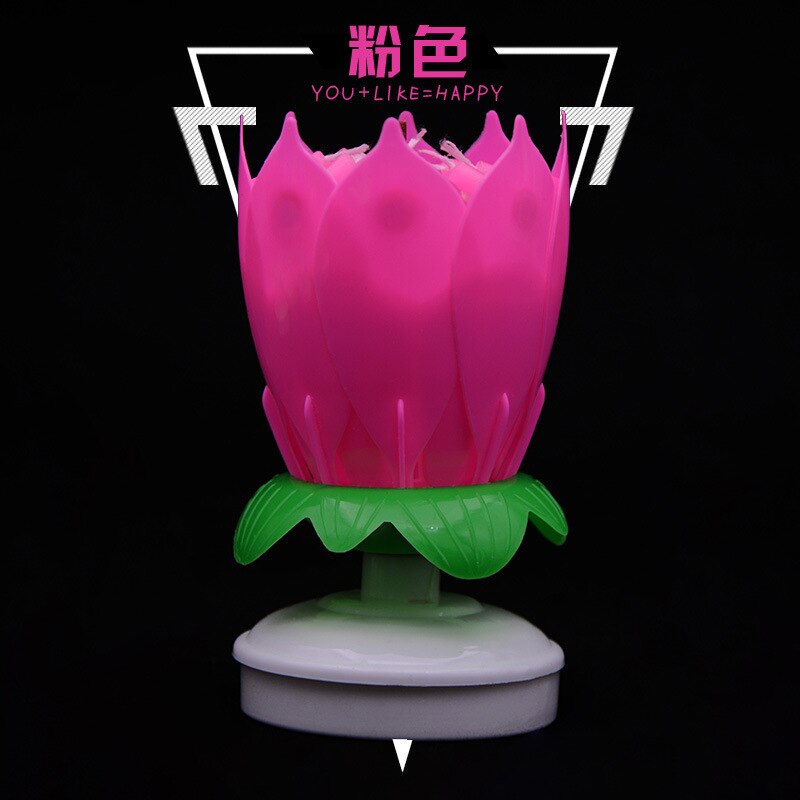2 pièces Musical Lotus fleur bougie joyeux anniversaire bougie magique fleur anniversaire bougie pour bricolage décoration de gâteau de mariage: 2pcs Pink