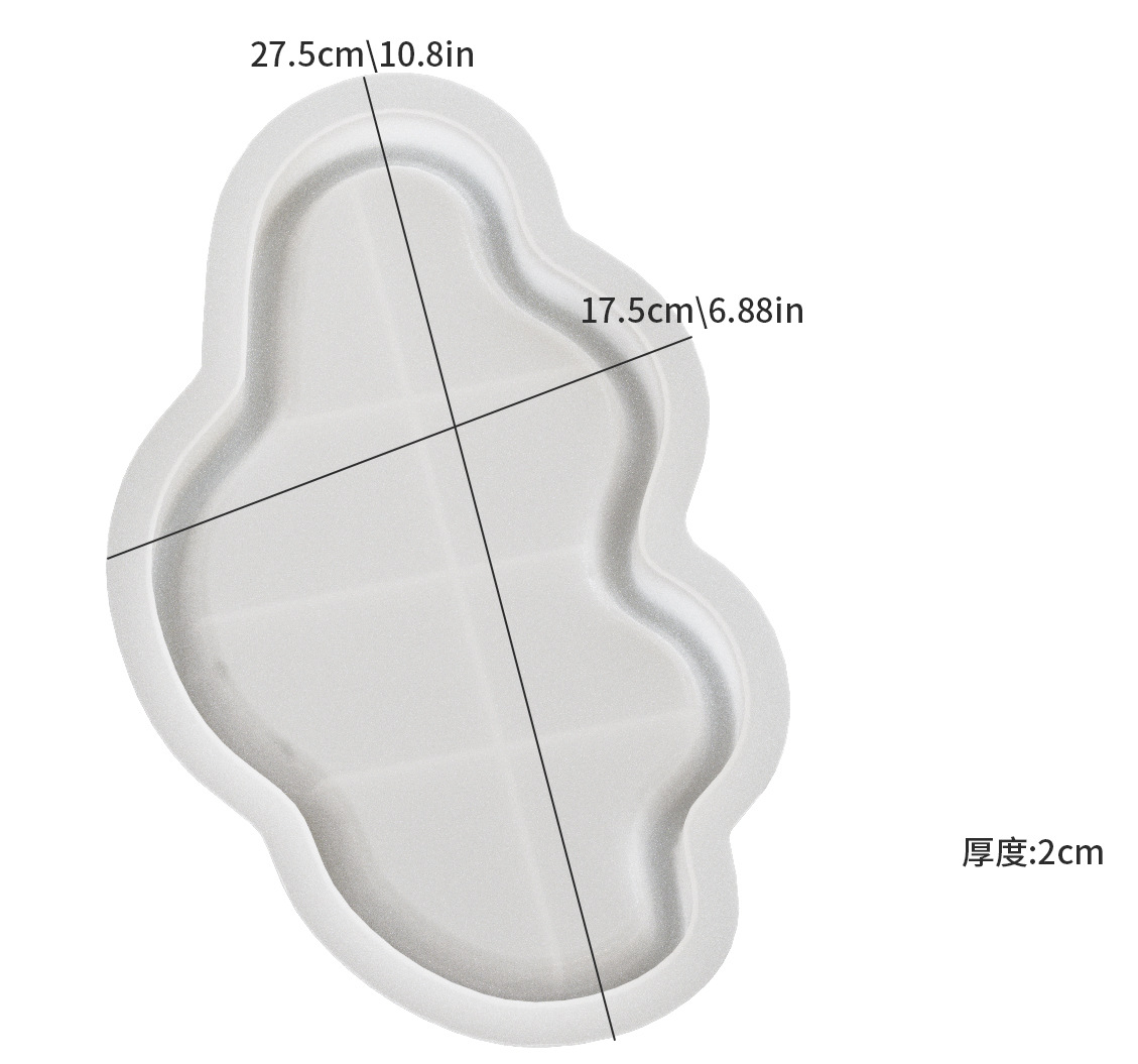 Bandeja Irregular, molde de silicona, bandeja de joyería, plato de baratija, portavelas, molde para fundición de cemento de hormigón, arte artesanal, decoración del hogar: Blanco