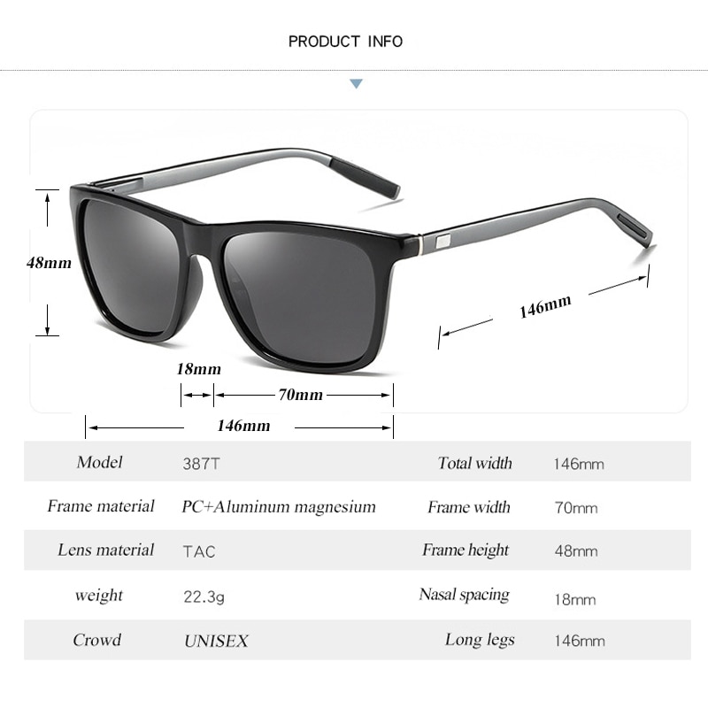 Gafas de sol polarizadas de aluminio y magnesio para hombre, lentes de sol masculinas para pescar, hacer senderismo, acampar, deportes, conducir, 387