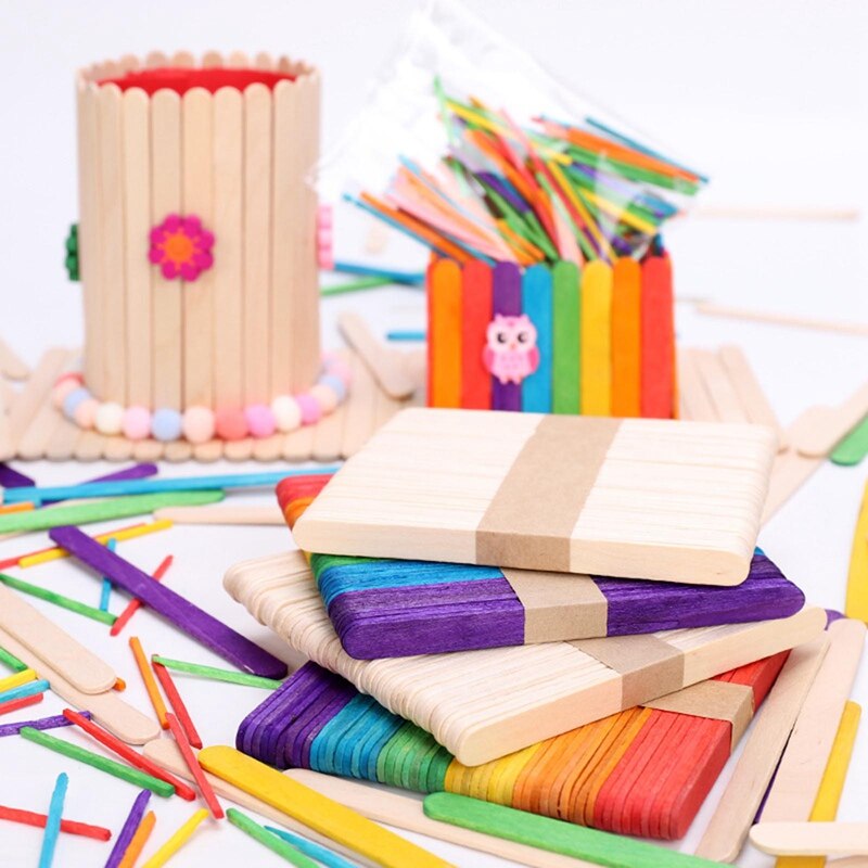 50Pcs/Set Popsicle Sticks Natural Wooden Pop Popsicle Sticks Wood Craft Ice Cream Sticks Popsicl Accesorios