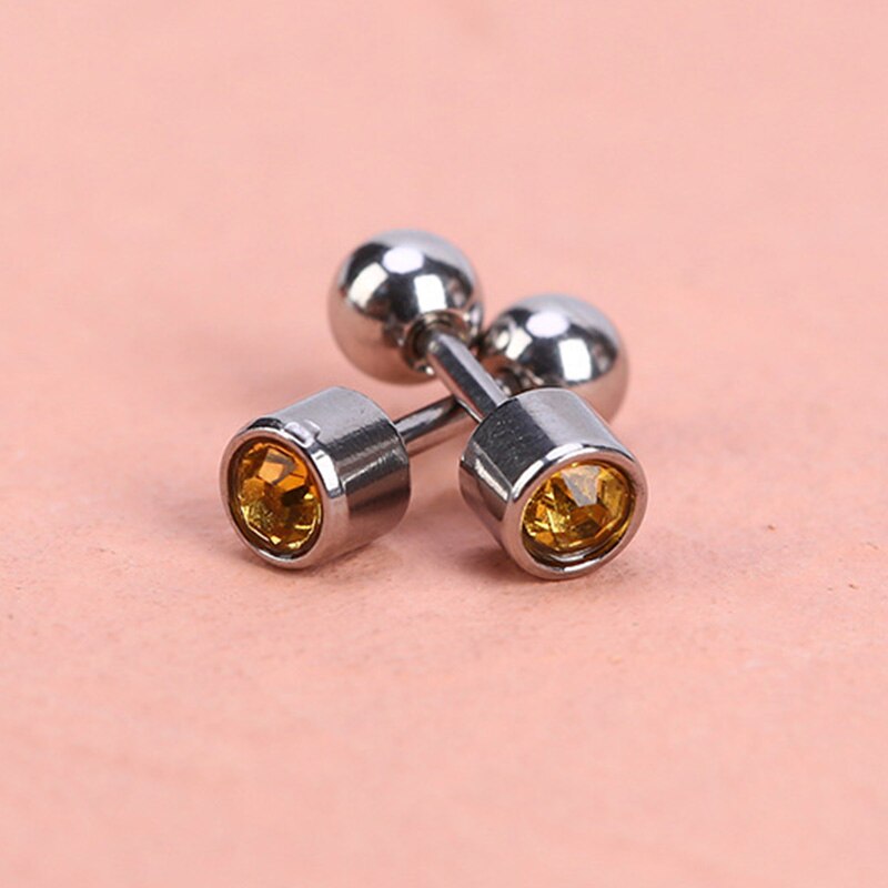 1 paar Medizinische Edelstahl Kristall Schraube Runde Ball Stud Ohrringe Ohr Knochen Nagel Knorpel Ohrring Ohr Piercing Körper Schmuck: Color 2