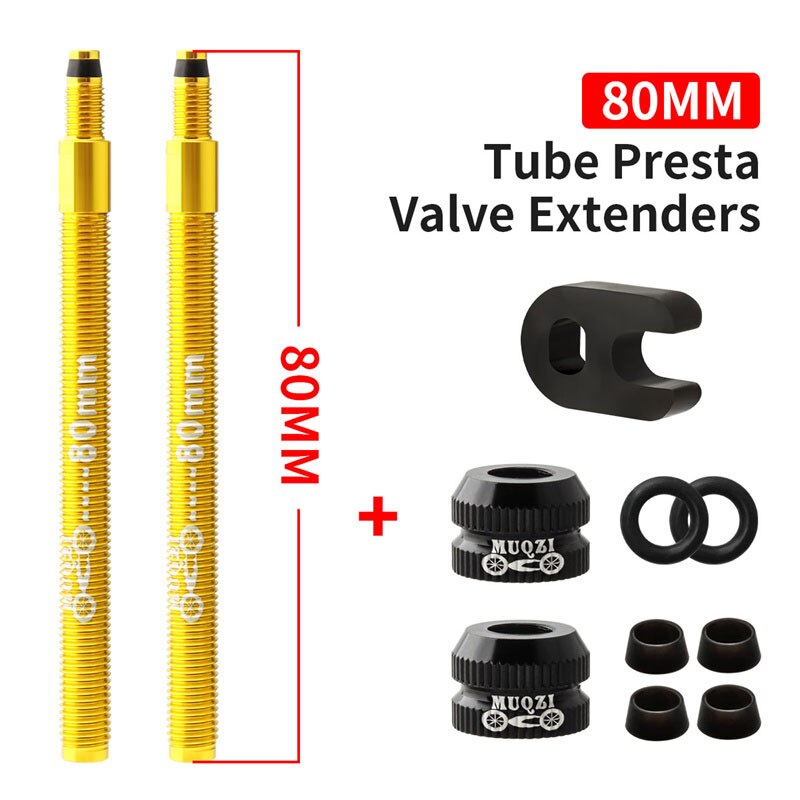 Rower zawór Presta Extender Clincher opon wymienny zawór dętka rozszerzenie Adapter zaworu z podstawowe narzędzie akcesoria rowerowe: Removable 80mm Glod
