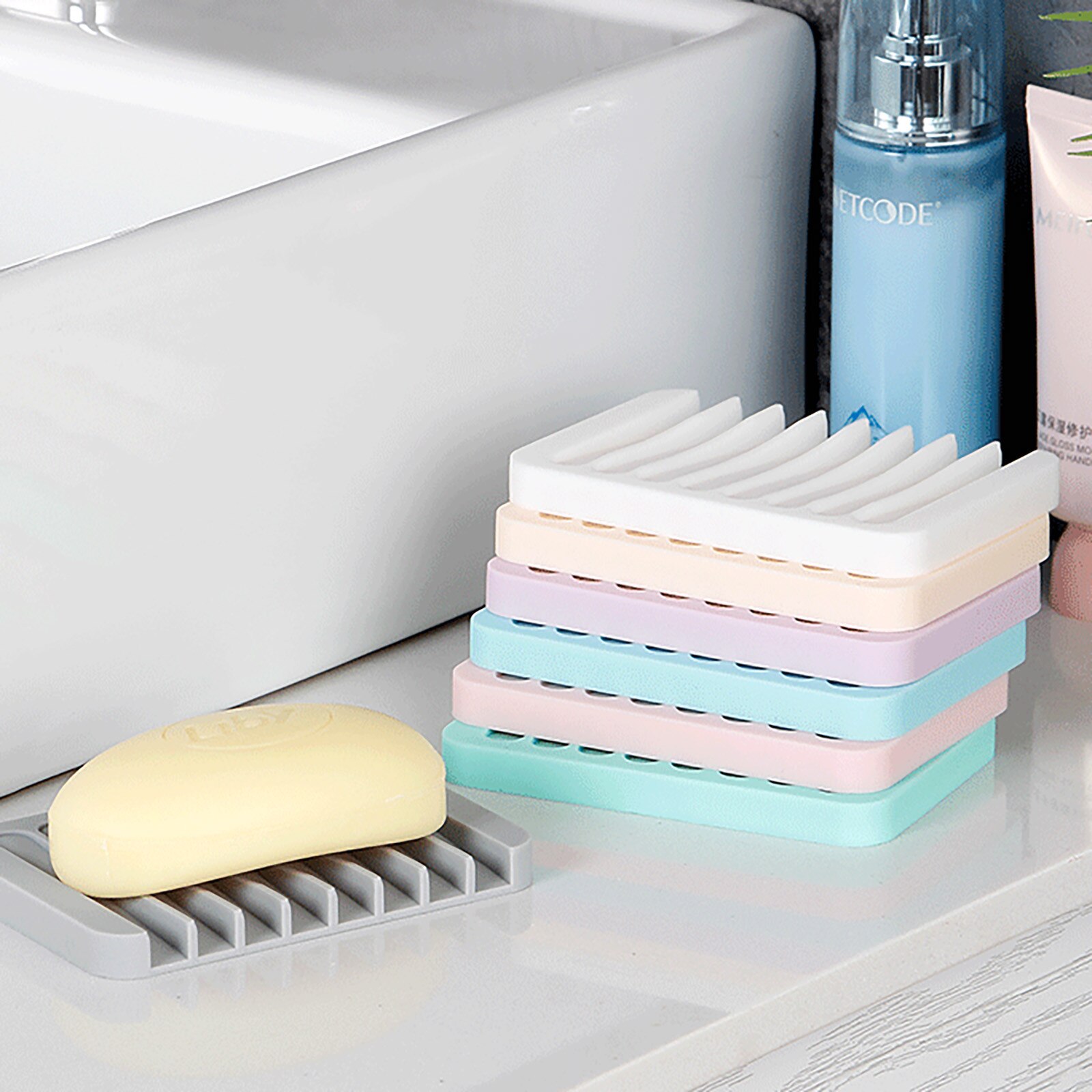 25 # nowe zaślepki z krzemu kuchnia łazienka elastyczny uchwyt na mydelniczkę taca mydelniczka strona główna mydło podróżne naczynia upuszczać statek 4 kolory