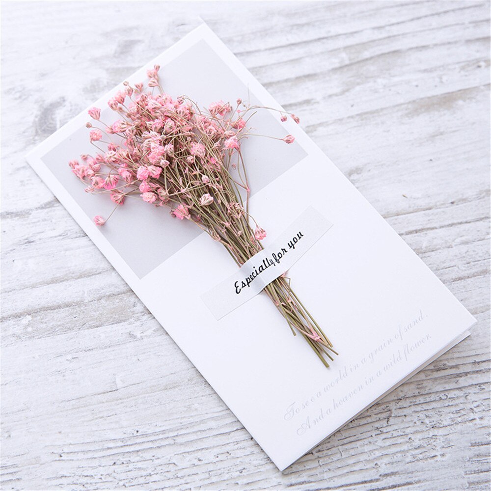 5pcs Retro Dry Flower Letter Papers Envelope Wedding Invitation Card Paper Handmade Greeting Card Letter Writing Paper: pink