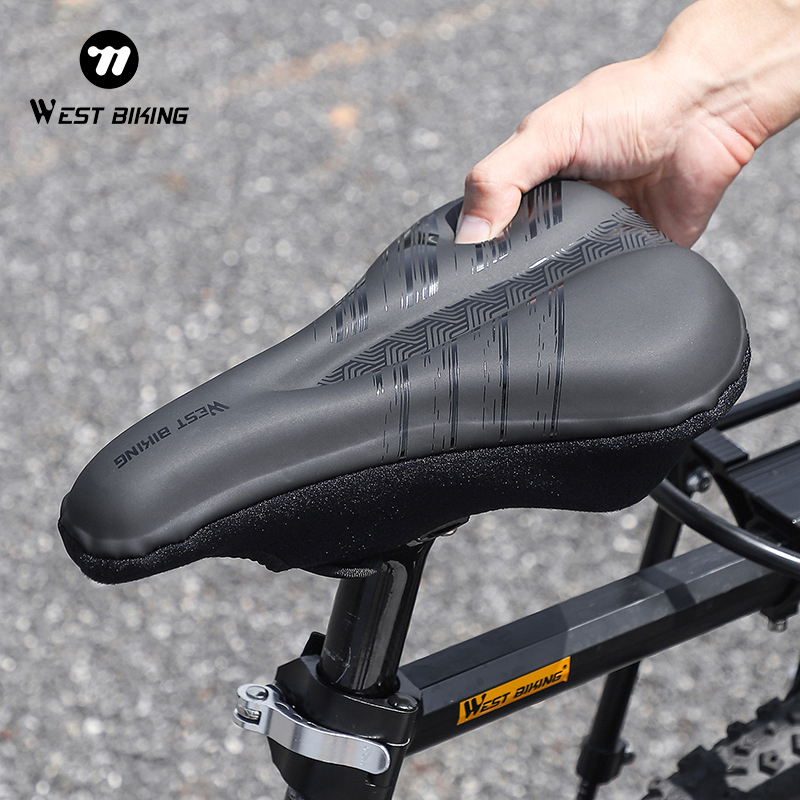 Westen Radfahren Wasserdichter, weicher Gel-Fahrradsattelbezug, rutschfest, stoßdämpfend, Fahrradkissenbezug, PU-Leder, 3D-Sitzbezug