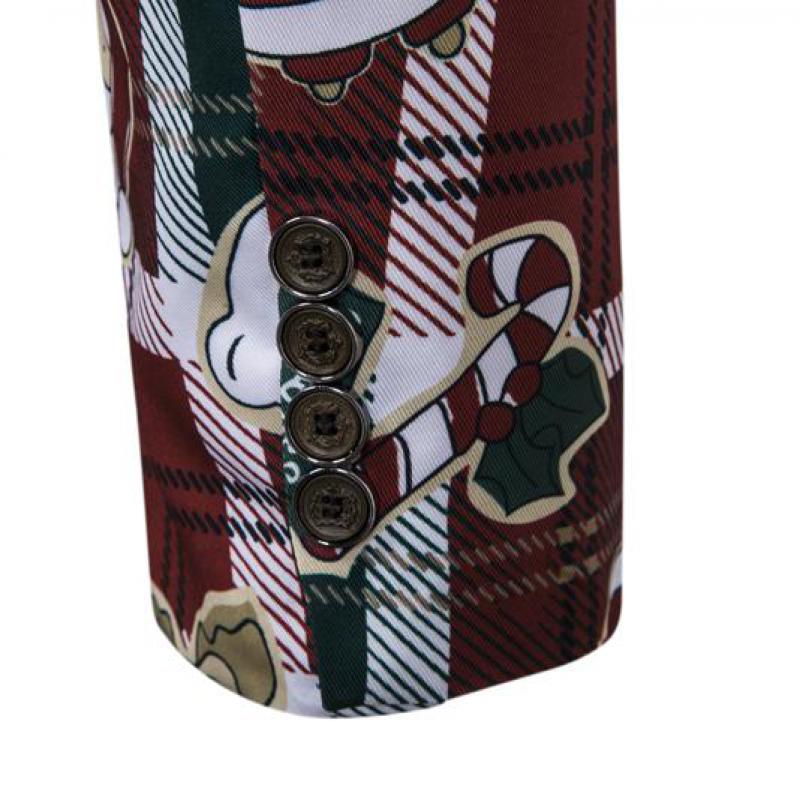 Kerst Kleding Mannen Blazers Causale Afdrukken Kerstman Etentje Blazers Slim Fit Plus Size Sneeuwpoppen Snoep Jassen