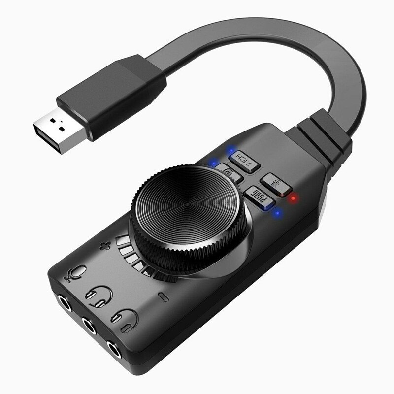 7.1Channel External USB Computer Game Sound Card For PUBG Gaming External Audio Card 3.5Mm USB Adapter Plug And Play PC: Default Title