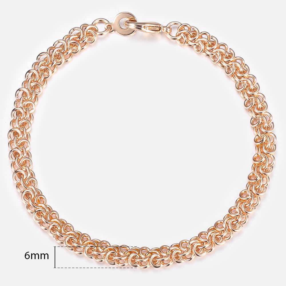 21 Stijlen 585 Rose Gouden Armband Voor Vrouwen Mannen Meisje Slak Curb/Weaving Link Vossenstaart Gehamerd Bismark Bead Chains 20Cm CBB1A: CB09