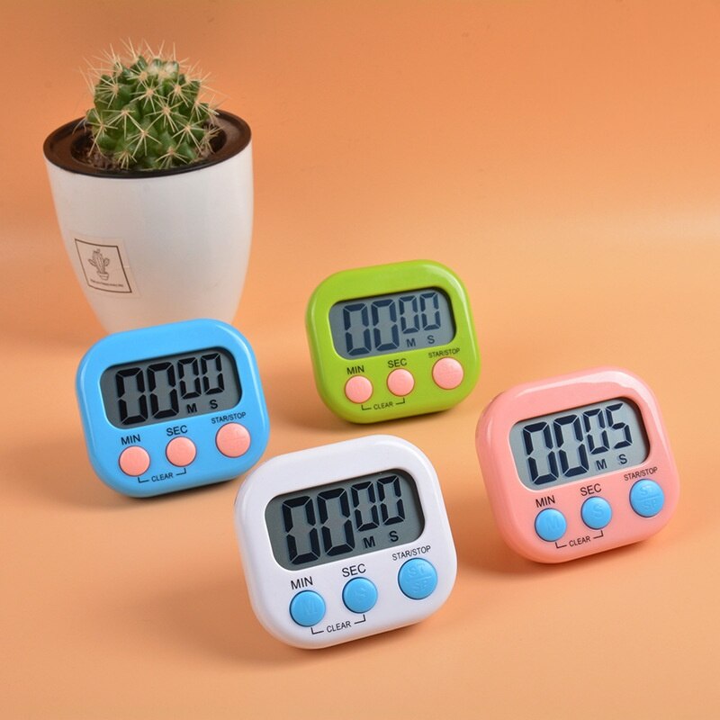 1PC Digital Kitchen Timer Magnetic Backing Stand Countdown Alarm Mini LCD Big Digits Loud Alarm For Cooking Baking Sports Games