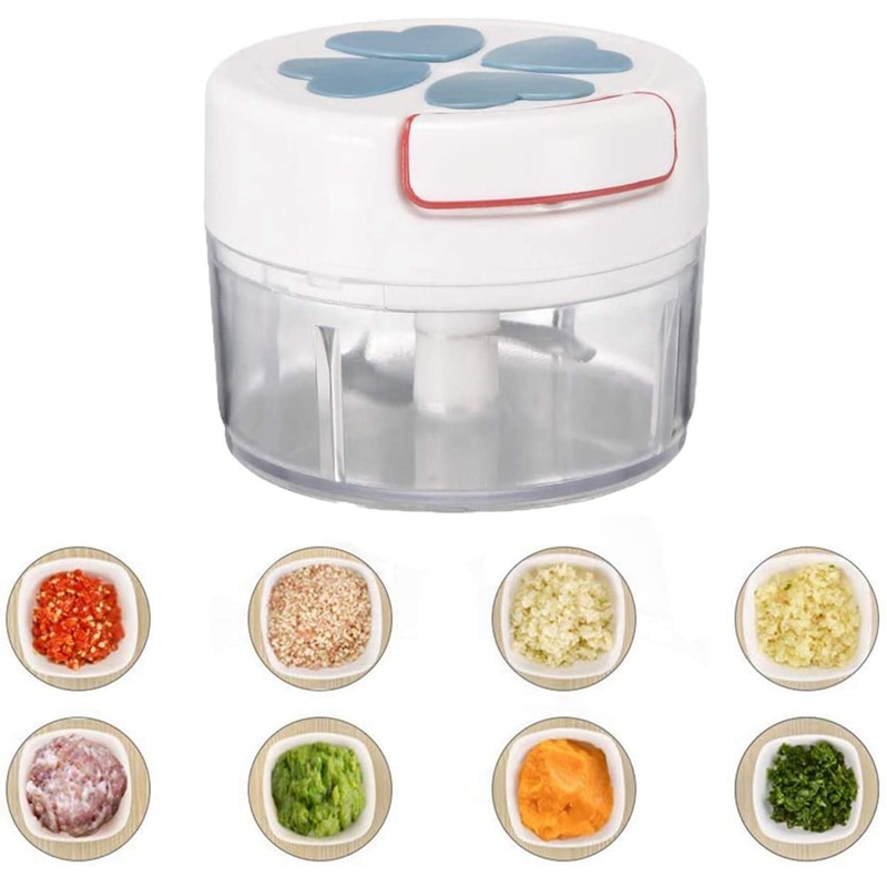 Mini Food Chopper Processor, Onion Vegetable Chopper with 2 Stainless Steel Blades, Manual Handheld Food Chopper