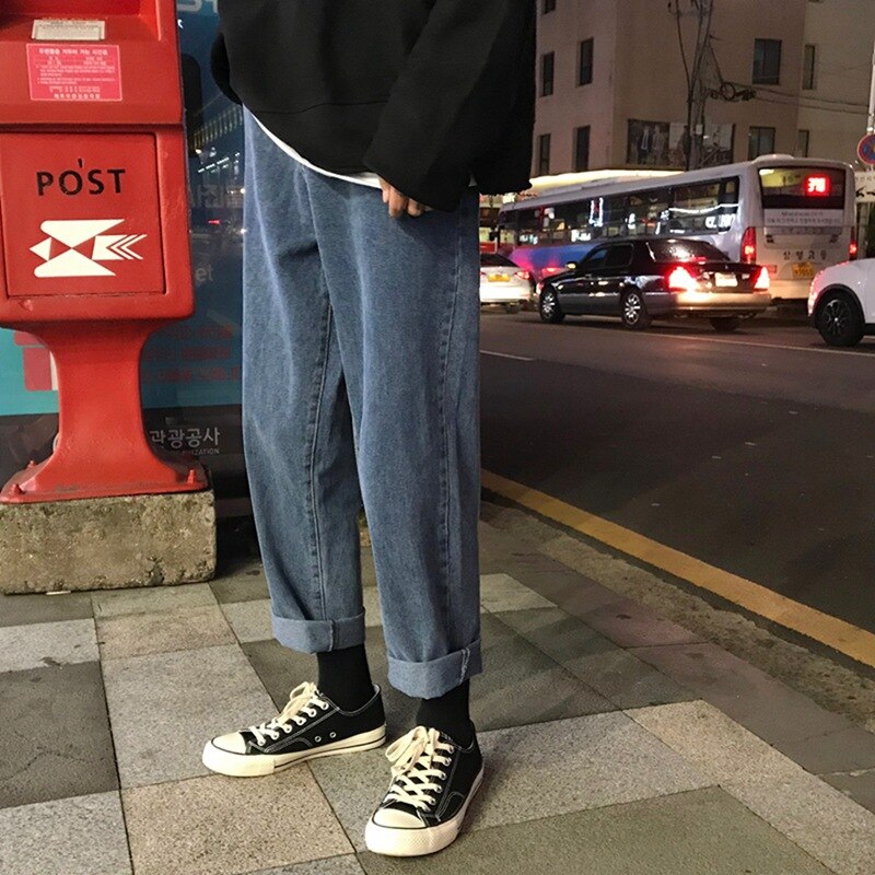 Street hip hop herrejeans tidemærke løs trendy ungdom lige koreanske brede ben daddy wild bukser