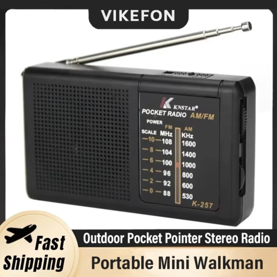 Am fm portátil mini rádio de duas bandas banda de onda completa alimentado por bateria alto-falante embutido rádio de emergência ao ar livre para idosos