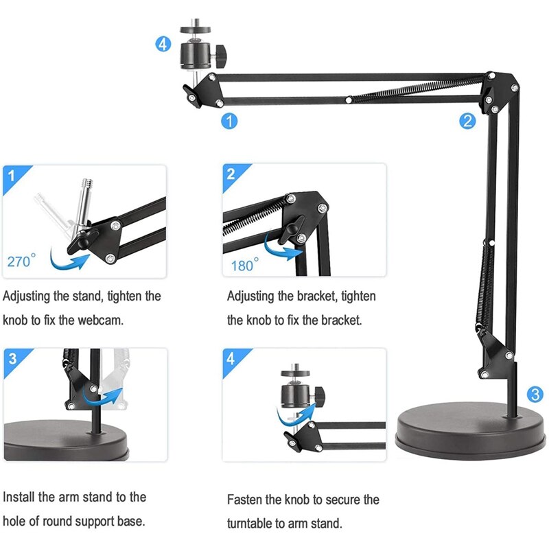 MOOL Desktop Webcam Stand 22 Inch Suspension Boom Scissor Arm Stand with Base,Compatible for Logitech Webcam C922