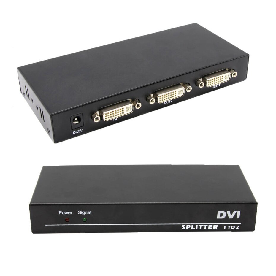 Active DVI Splitter 1X2 out box DVI splitter dual monitor DVI 1 in 2 out 1080P for PC laptop projector