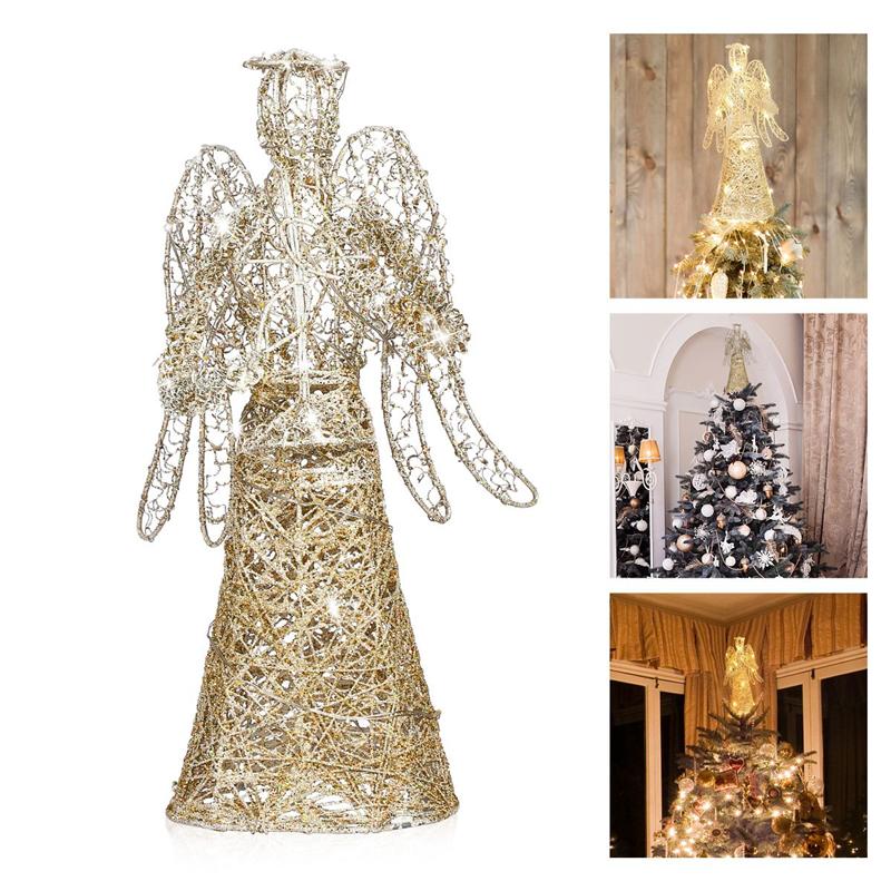 Christmas Angel Treetop Golden Tree Topper Battery Powered Charming Angel Tree Topper Christmas Xmas Treetop Ornament