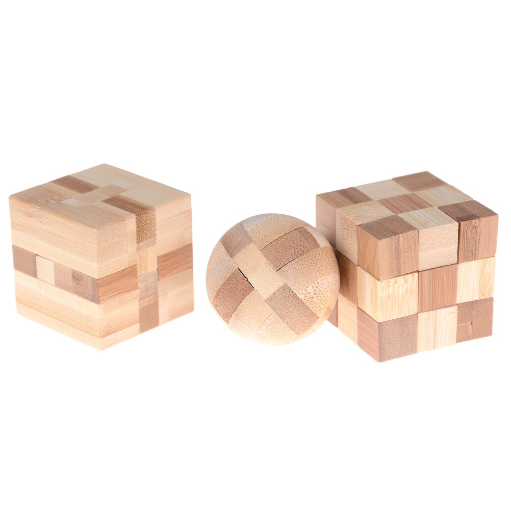 1PCS 3D Handmade Intellectual Brain Tease Game Puzzle Wooden Kong Ming Luban Lock Kids Children Toy