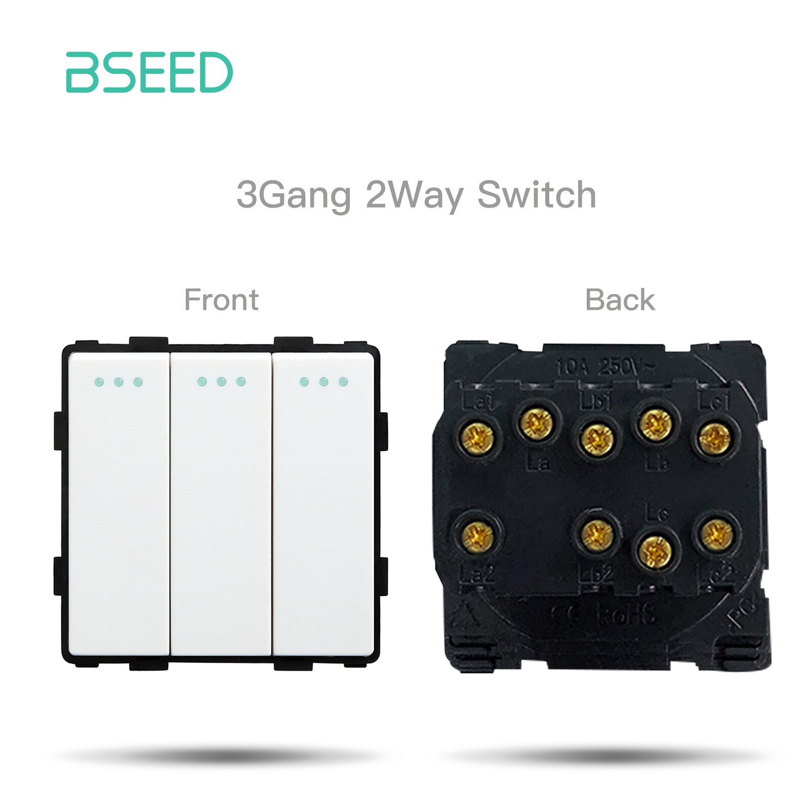 BSEED Wall Light Switches Parts White Glass Frames USB Sockets Function Module DIY EU CAT5 TV Sockets Power ST TEL Outlet Parts: 3Gang 2Way Part