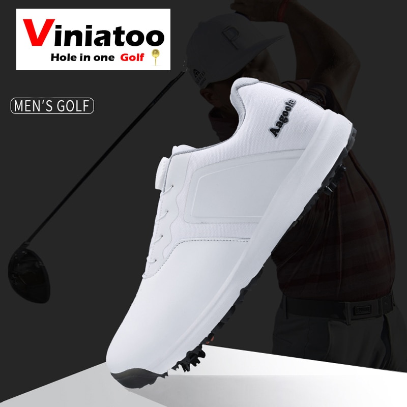 Vanntette golfsko menn hvit svart golf spikes joggesko dame stor størrelse 39-47 utendørs hurtigsnøring gåsko par
