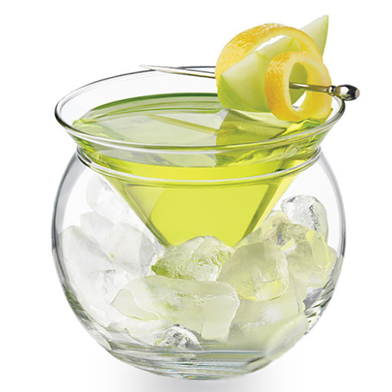 Verre Martini à Cocktail moléculaire, Triangle avec Base en verre glacé, boule ronde créative