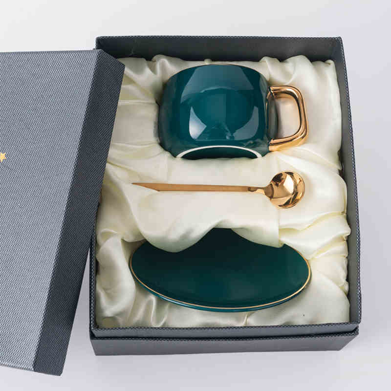 Glleda keramisk kaffe / te kopper og krus rejse kaffekop underkop sæt porcelæn tekop med skeen drikke