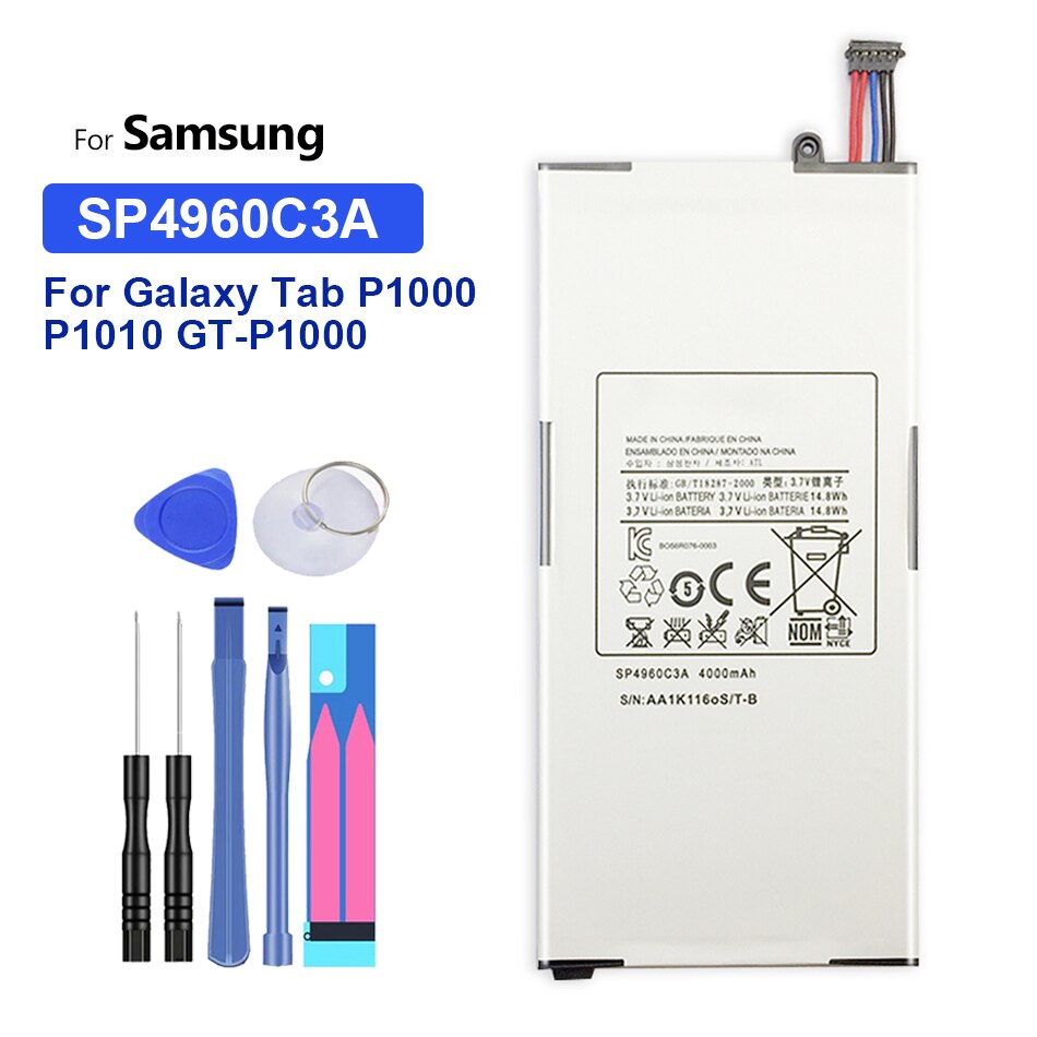 Tablet Battery For Samsung Galaxy Tab P1000 P1010 GT-P1000 4000mAh SP4960C3A