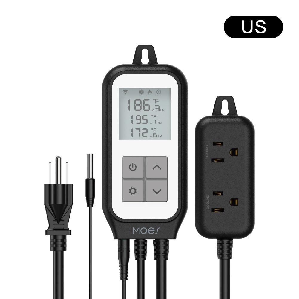 WiFi Digital Temperature Thermostat Outlet Plug Heating Cooling Mode Carboy Aquarium Home Brewing Tuya Smart Life App Control: US Plug