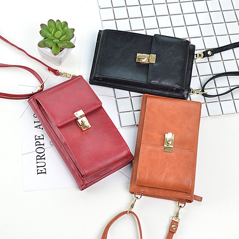 Women zipper Lock Shoulder Bag Crossbody Bags Messenger Phone Coin Bag Small Hasp Card Holder Wallet Lady Leather Purse