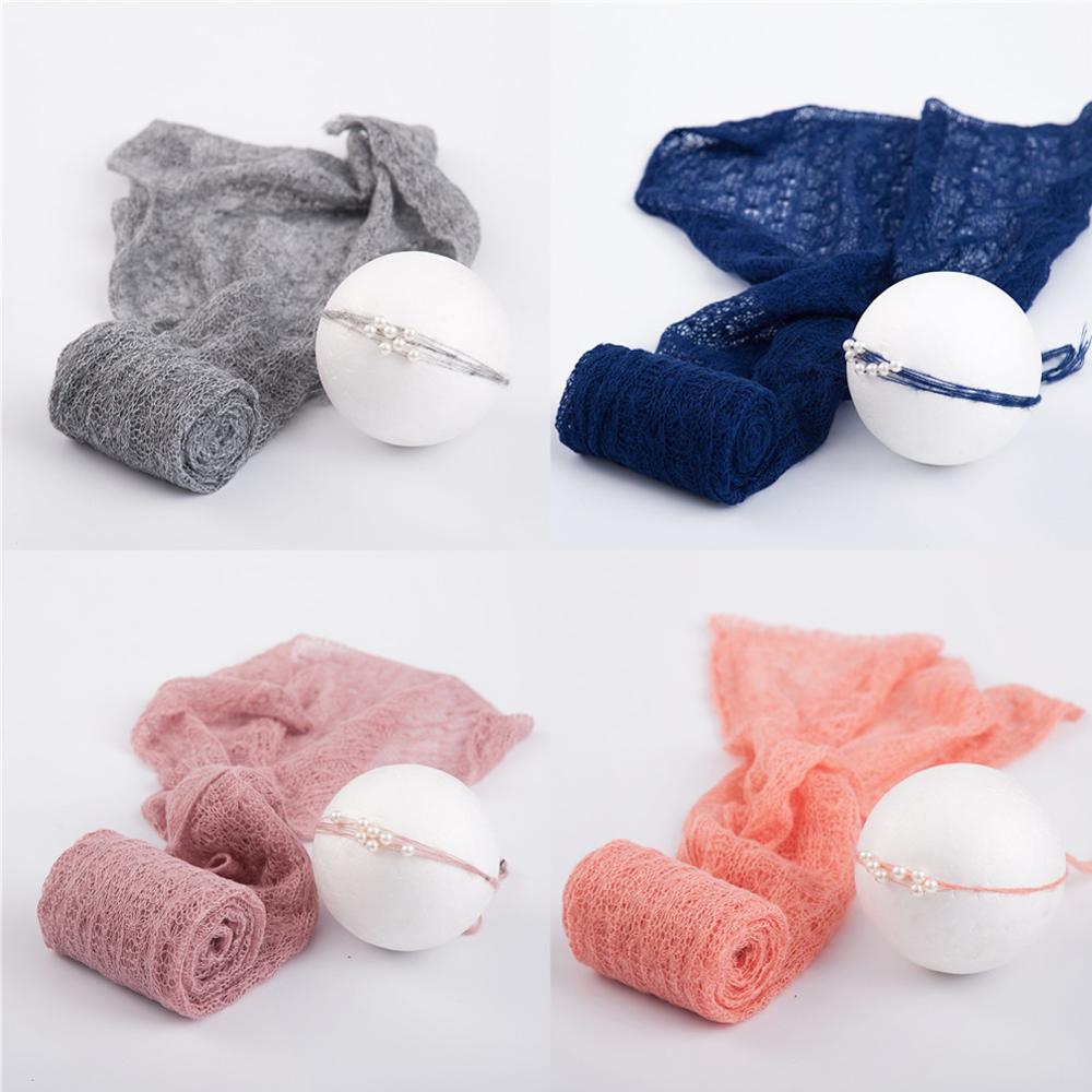 2 Pçs/set Trecho Cobertor Do Bebê Recém-nascido Envolve Fotografia Props Knit Envoltório Foto Pano Acessórios Cocar acessórios para o cabelo