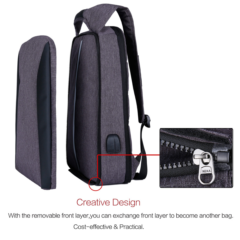 XQXA 17.3 "Slim Laptop Rugzak Vrouwen/Mannen Zakelijke Tassen met Usb-poort Opladen Waterbestendig Schooltas voor College rugzakken