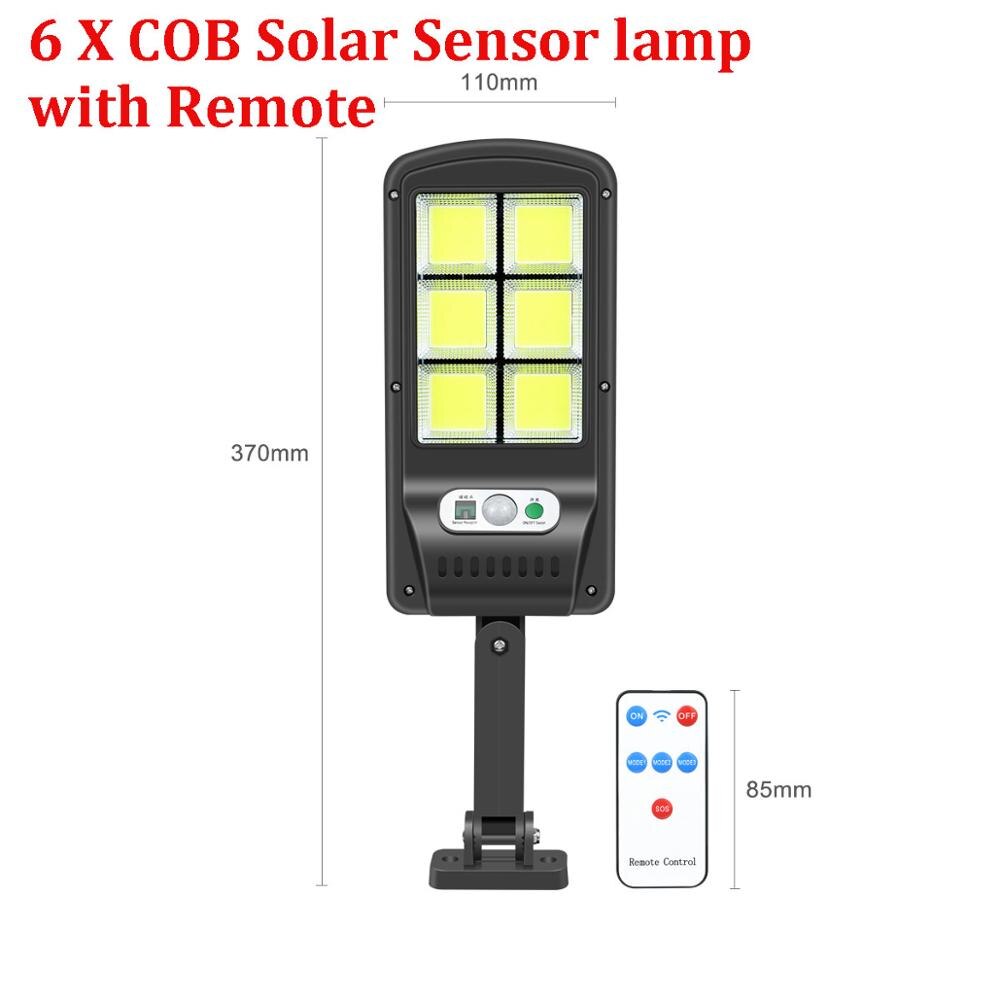 Solar Outdoor Garden Street Path Light 4/6 Cob Solar Pir Motion Sensor Nacht Beveiliging Emergency Wandlamp Met Afstandsbediening: Big 6 COB